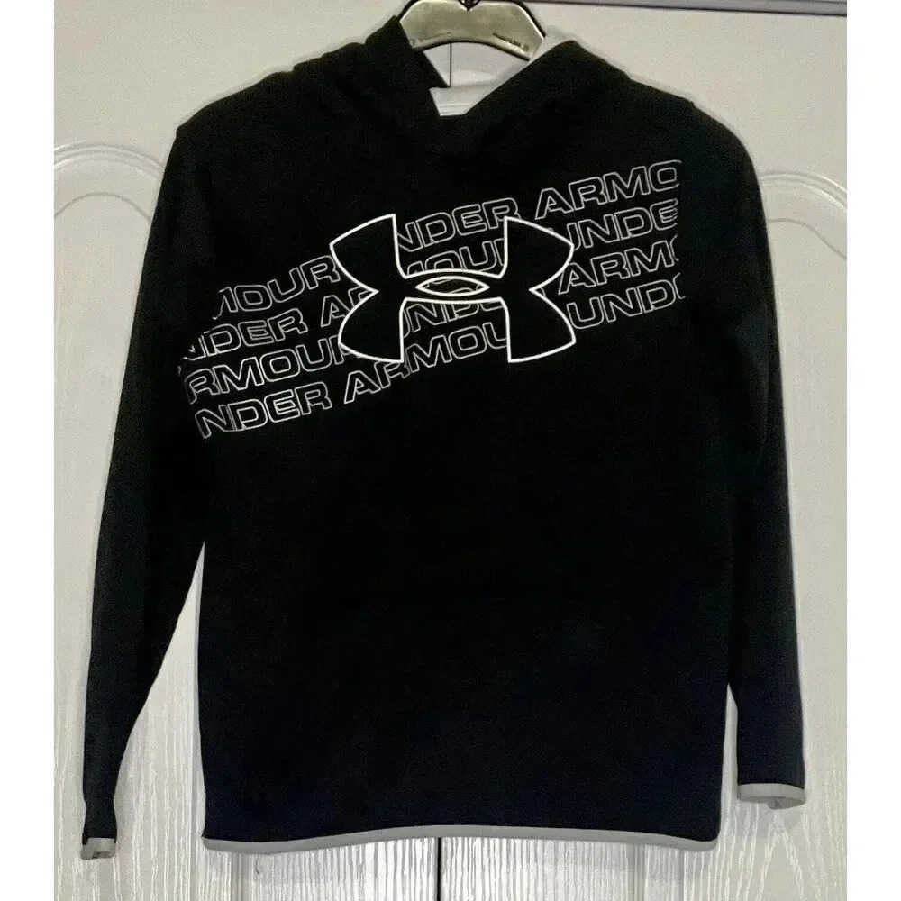 UNDER ARMOUR Pullover Hoodie Boys Kids Youth Long Sleeve Black White YXL